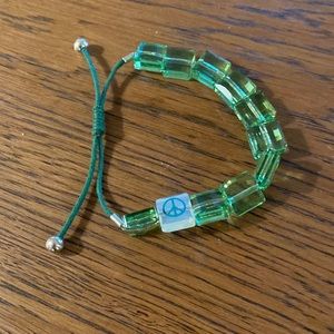 Swarovski Crystal Letra Peace Symbol Bracelet, Peace, Green, Rhodium Plated